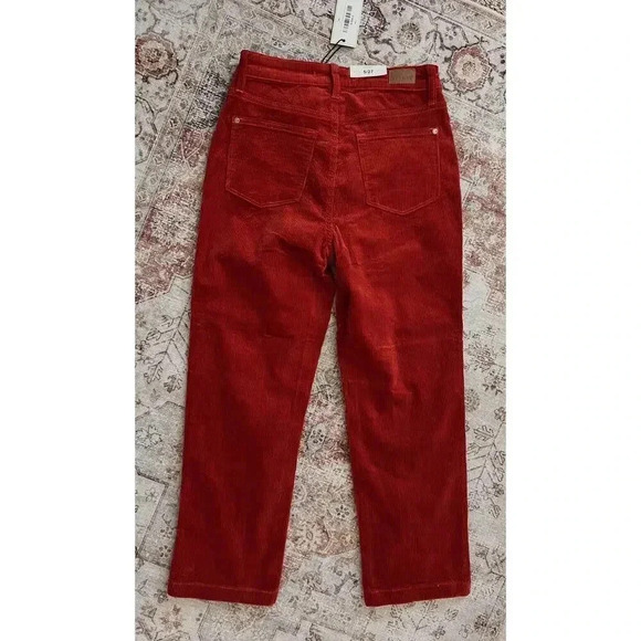 Judy Blue Ankle Straight Corduroy High Waist Pants Womens Size 27 Rust Red NWT - Picture 13 of 13